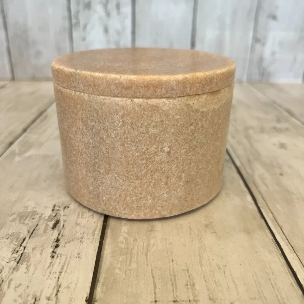 Kassatex Rossa Rose Marble Canister Jar NEW Bathroom Makeup Stone Aesthetic